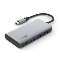 Belkin AVC006BTSGY USB-C 4-in-1 Multiport Adapter, Laptop Docking Station