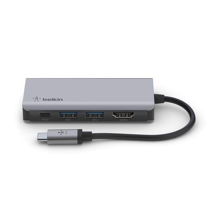 Belkin AVC006BTSGY USB-C 4-in-1 Multiport Adapter, Laptop Docking Station