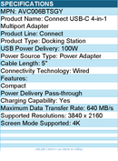 Belkin AVC006BTSGY USB-C 4-in-1 Multiport Adapter, Laptop Docking Station