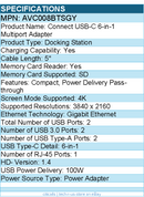 Belkin AVC008btSGY USB-C 6-in-1 Multiport Adapter, Laptop Docking Station