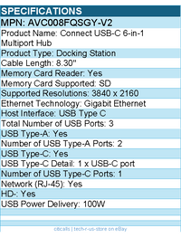 Belkin AVC008fqSGY-V2 Connect USB-C 6-in-1 Multiport Hub - Docking Station