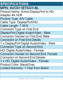 Belkin AVC011btSGY-BL Active DisplayPort to Video Adapter 4K HDR