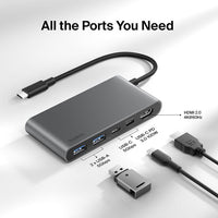 Belkin AVC022FQSGY 5-Port USB-C Hub -USB-C to 2xUSB-A, 2xUSB-C - Docking Station