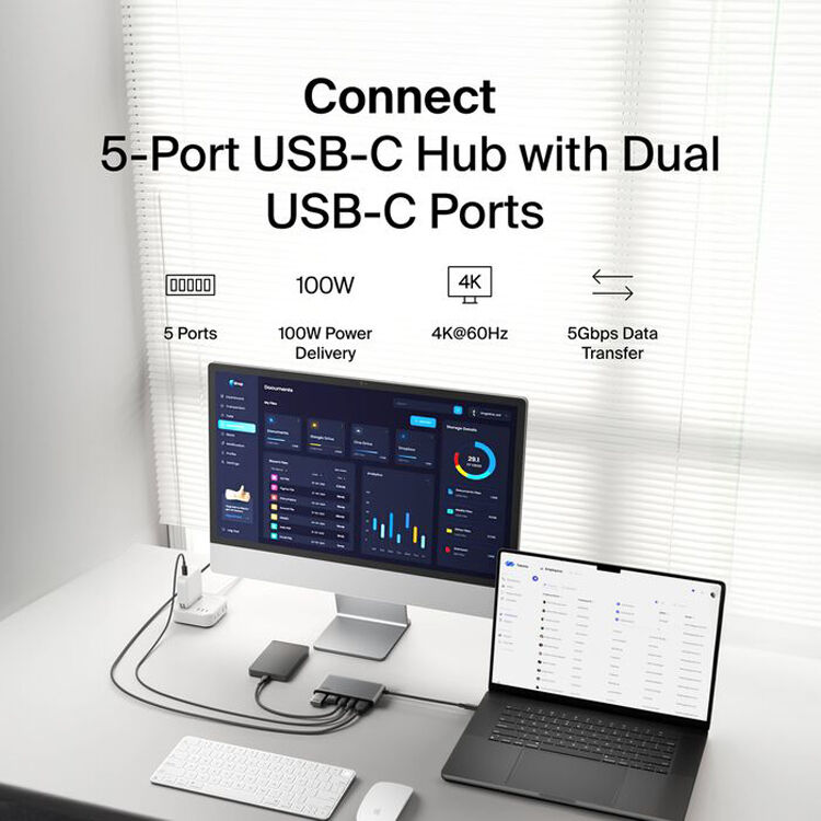 Belkin AVC022FQSGY 5-Port USB-C Hub -USB-C to 2xUSB-A, 2xUSB-C - Docking Station