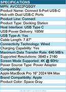 Belkin AVC022FQSGY 5-Port USB-C Hub -USB-C to 2xUSB-A, 2xUSB-C - Docking Station