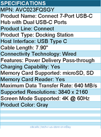 Belkin AVC023FQSGY 7-Port USB-C Hub - 2xUSB-A, 2xUSB-C - Docking Station