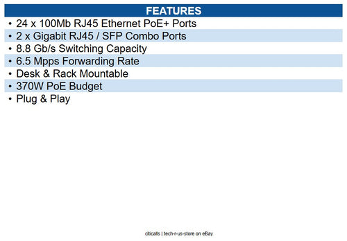 Vivotek AW-FGT-260P-370 24 PoE + 2xGbE Combo Unmanaged Switch