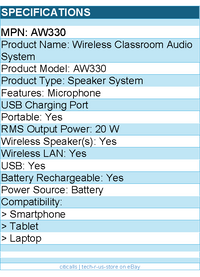 AVerMedia AW330 Portable Speaker and Wireless Mic Combo - 20W RMS