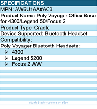 HP Poly AW6U1AA#AC3 Voyager Office Base for 4300/Legend 50/Focus 2