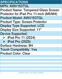 Targus AWV153TGL Tempered Glass Screen Protector for iPad Pro 11-inch (M5/M4)
