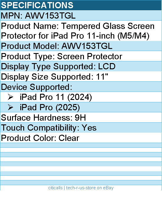 Targus AWV153TGL Tempered Glass Screen Protector for iPad Pro 11-inch (M5/M4)