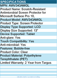 Targus AWV343AMGL Scratch-Resistant Antimicrobial Screen Protector
