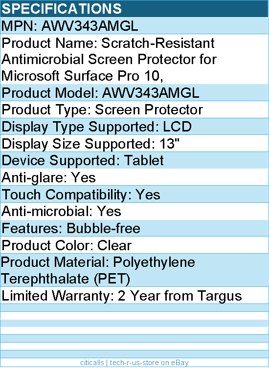 Targus AWV343AMGL Scratch-Resistant Antimicrobial Screen Protector