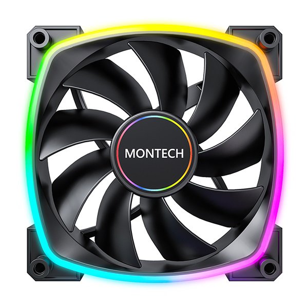 Montech AX140 PWM BLACK ARGB Standard Fan 1600PWM, High-End Durability - 140mm