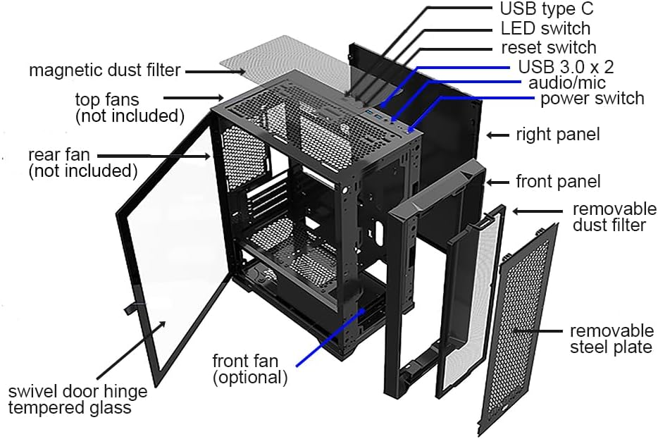 Bgears b-Masstige Black Micro ATX Tower Computer Case - Support up to 8 Fans