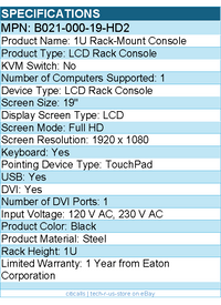 Eaton Tripp Lite Series B021-000-19-HD2 1U Rack-Mount Console