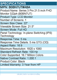 HP B0BN7UT#ABA 322ph 22" Class Full HD LCD Monitor - 16:9 - Black