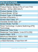 HP B0CG8UT#ABA 327ph 27" Class Full HD LCD Monitor - 16:9 - 1920 x 1080 - Black