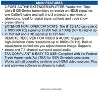 Eaton B126-2A0 2-Port HD- over Cat5/Cat6 Active Extender/Splitter Remote Receivr
