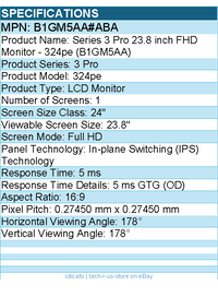 HP B1GM5AA#ABA 324pe 24" Class Full HD LCD Monitor - 16:9 - Black