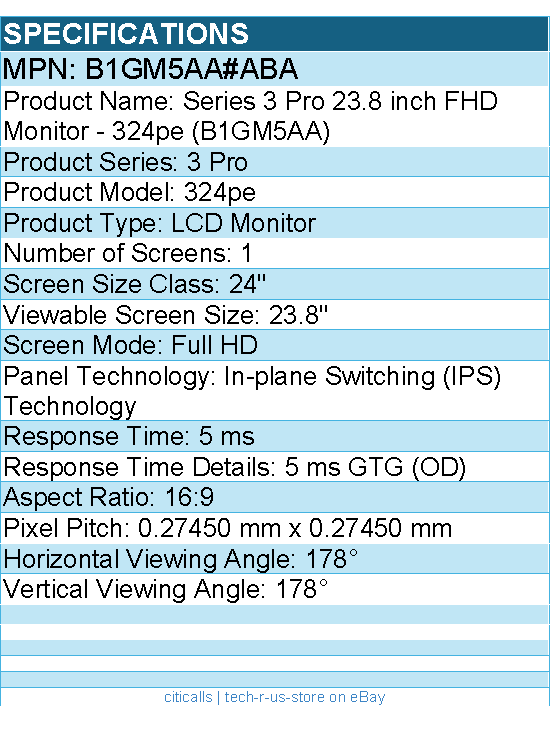HP B1GM5AA#ABA 324pe 24" Class Full HD LCD Monitor - 16:9 - Black