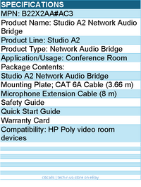 HP Poly B22X2AA#AC3 Studio A2 Network Audio Bridge for HP Poly video room device