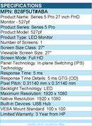 HP B28F5UT#ABA 527pf 27" Class Full HD LED Monitor - 27" Viewable