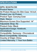 Belkin B2A076-C00 Air Protect Carrying Case (Sleeve) for 14" Samsung Notebook