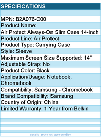 Belkin B2A076-C00 Air Protect Carrying Case (Sleeve) for 14" Samsung Notebook