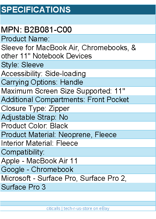 Belkin B2B081-C00 12 Inch Laptop Case- Laptop Bag- Chromebook Case