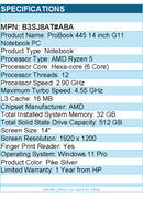 HP B3SJ8AT#ABA ProBook 445 G11 14" Notebook - WUXGA - AMD Ryzen 5 7535U