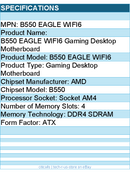 GIGABYTE B550 EAGLE WIFI6 Gaming Desktop Motherboard - AMD B550 Chipset