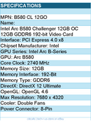 ASRock B580 CL 12GO Intel Arc B580 Challenger 12GB OC 12GB GDDR6 Video Card