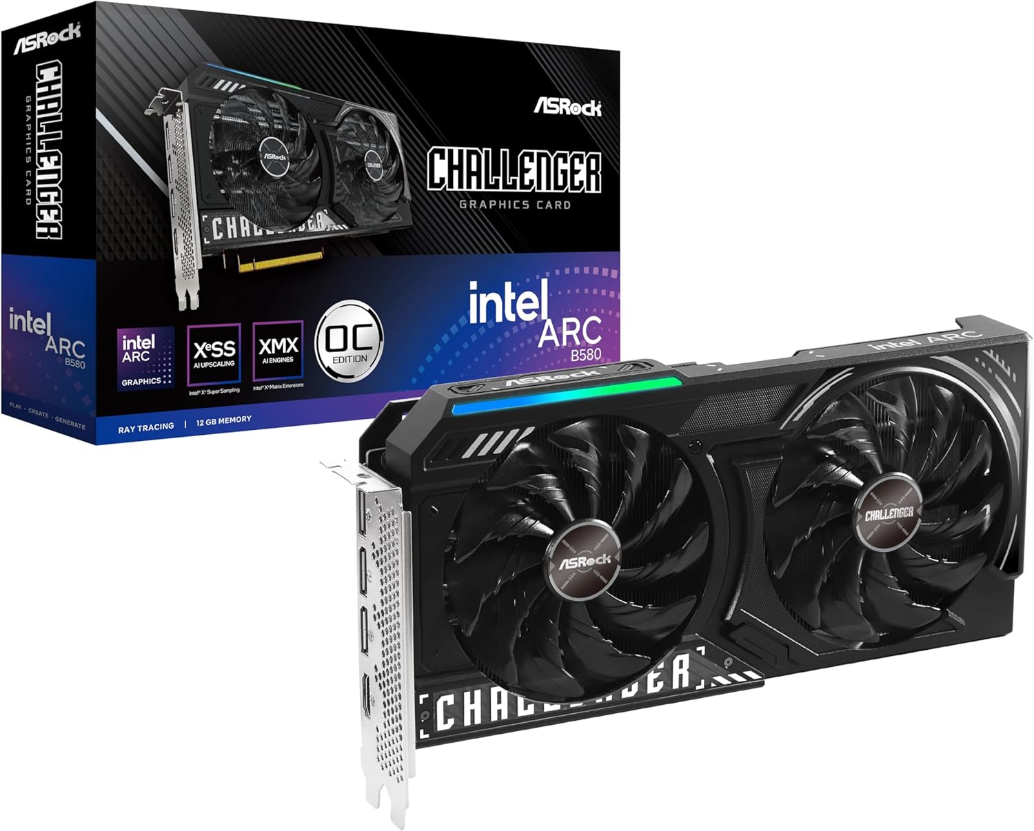 ASRock B580 CL 12GO Intel Arc B580 Challenger 12GB OC 12GB GDDR6 Video Card