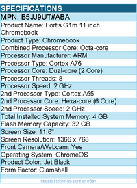 HP B5JJ9UT#ABA Fortis G1m 11.6" Rugged Clamshell Chromebook