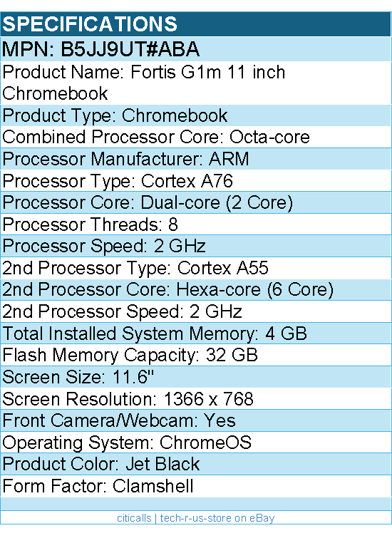 HP B5JJ9UT#ABA Fortis G1m 11.6" Rugged Clamshell Chromebook