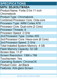 HP B5JK0UT#ABA Fortis G1m 11.6" Touchscreen Rugged Clamshell Chromebook