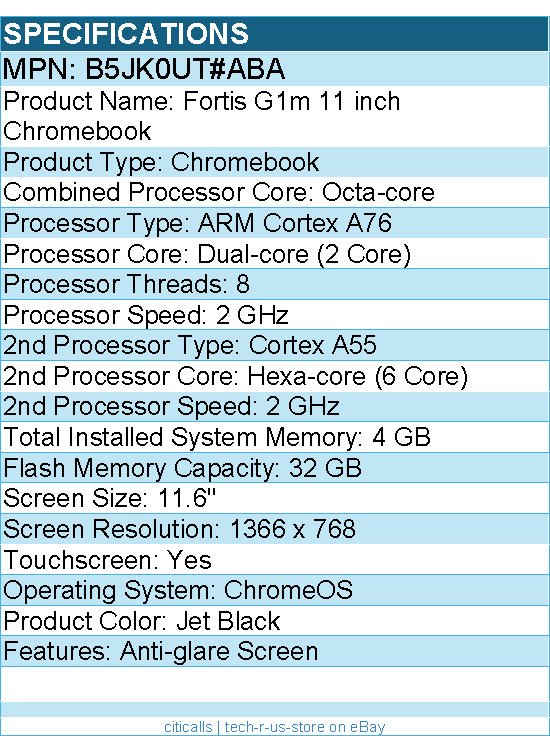 HP B5JK0UT#ABA Fortis G1m 11.6" Touchscreen Rugged Clamshell Chromebook