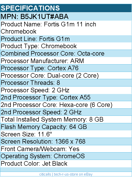 HP B5JK1UT#ABA Fortis G1m 11.6" Rugged Clamshell Chromebook - HD - Octa-core