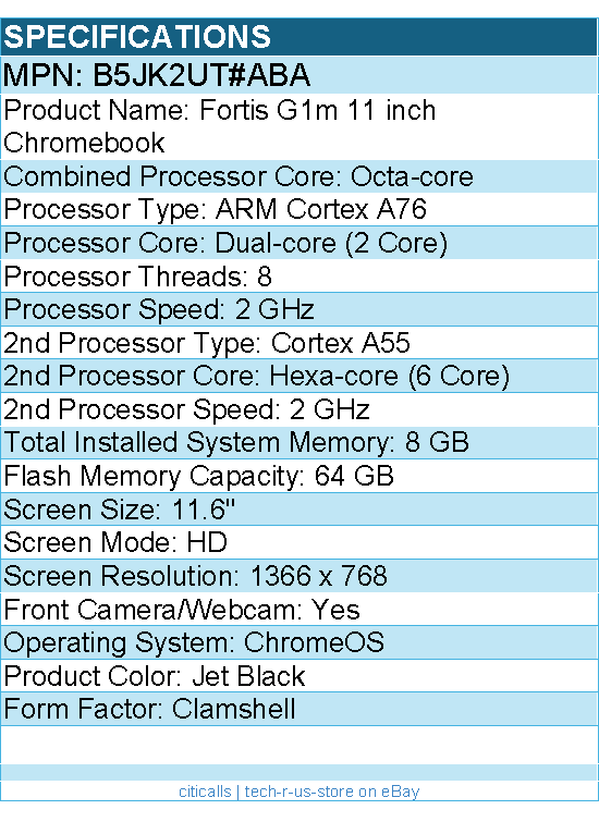 HP B5JK2UT#ABA Fortis G1m 11.6" Touchscreen Rugged Clamshell Chromebook - HD