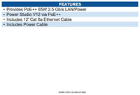 HP Poly B5NH6AA#ABA PoE++ 65W 2.5G Adapter with Cat 6a Cable and Power Cable