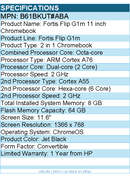 HP B61BKUT#ABA Fortis Flip G1m 11.6" Touchscreen Convertible 2 in 1 Chromebook