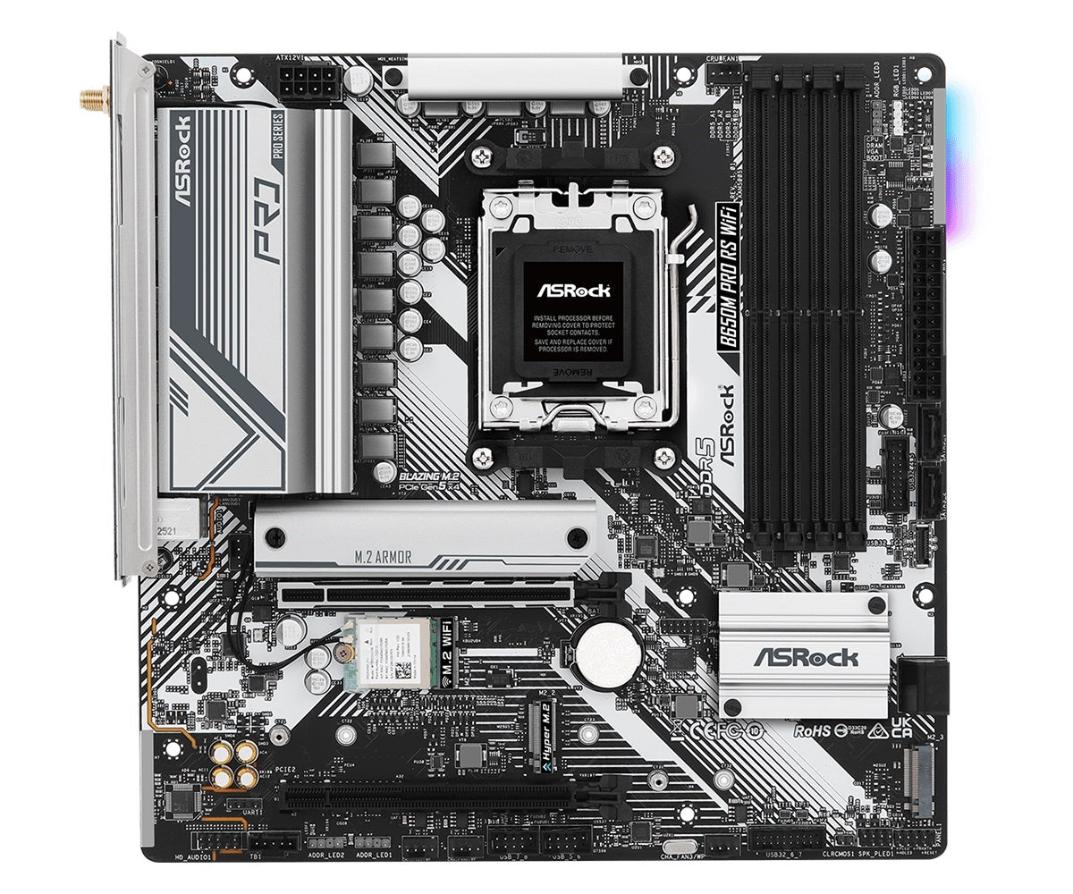 ASRock B650M Pro RS WiFi Motherboard - AMD B650 AM5 Max128GB DDR5 PCIe Micro ATX