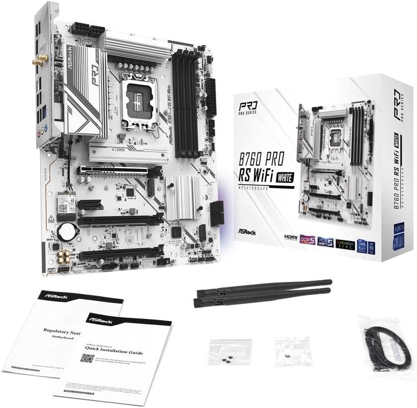 ASRock B760M PRO RS WIFI Motherboard - B760 LGA1700 Max256GB DDR5 Micro ATX