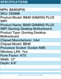 MSI B840GPW B840 GAMING PLUS WIFI Gaming Desktop Motherboard - Socket AM5