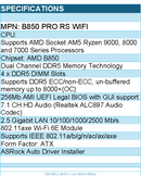 ASRock B850 Pro RS WiFi Motherboard - AMD B850 AM5 Max256GB DDR5 ATX Retail