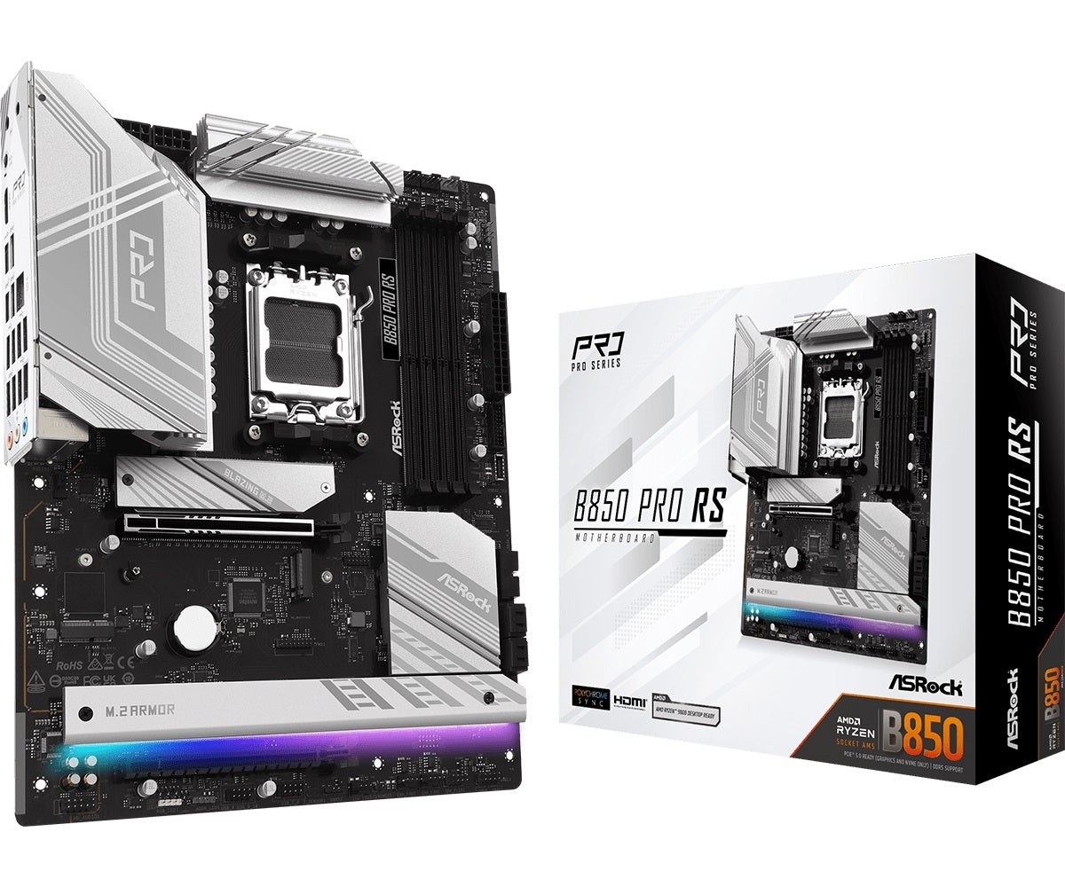 ASRock B850 Pro RS Motherboard - AMD B850 AM5 Max256GB DDR5 ATX Retail