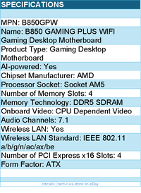 MSI B850GPW B850 GAMING PLUS WIFI Gaming Desktop Motherboard - AMD Socket AM5