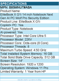 HP B85MNUT#ABA EliteBook X G1i 14" Notebook Next Gen AI PC - 1920 x 1200
