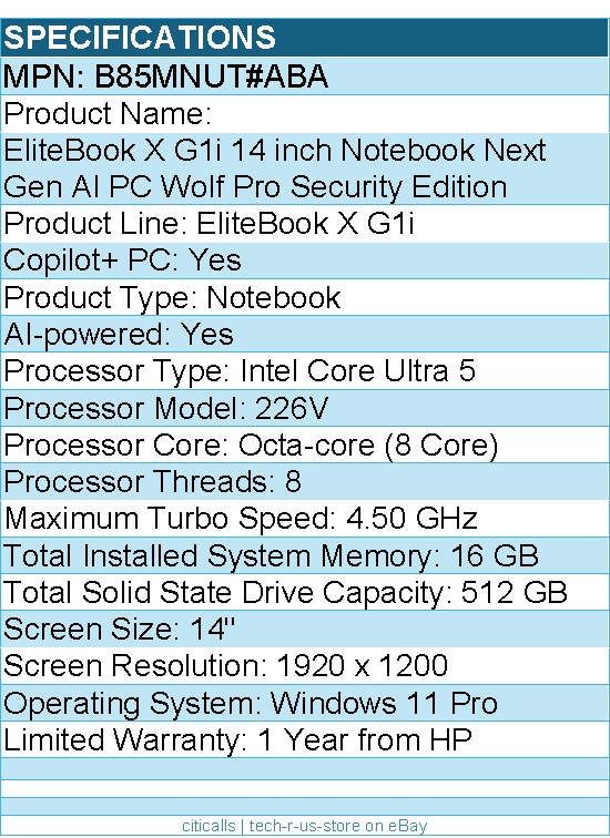 HP B85MNUT#ABA EliteBook X G1i 14" Notebook Next Gen AI PC - 1920 x 1200